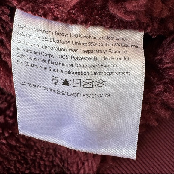 Lululemon Textured Fleece 1/2 Half Zip Hoodie Pullover Red Merlot W3FLRS Size 10 - Picture 13 of 15
